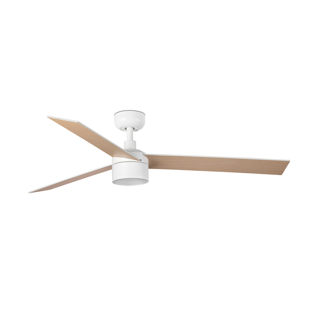 Ventilateur de plafond Rudder Ø 132 cm blanc et frêne avec kit lumière TEK de Faro Barcelona