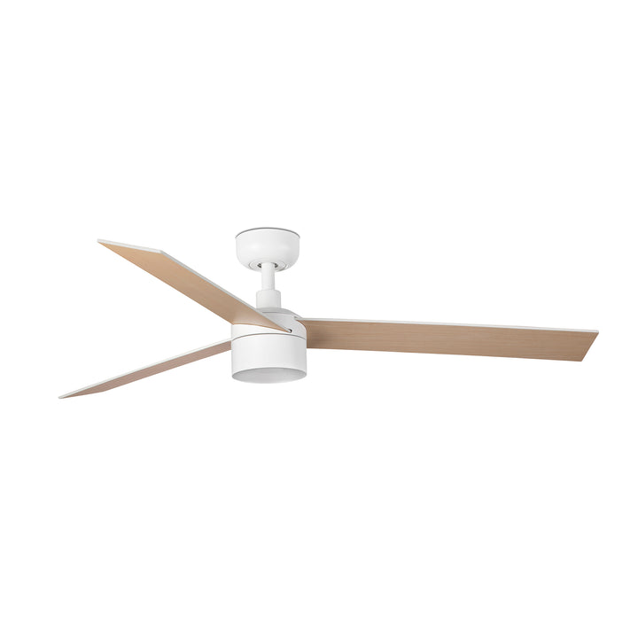 Ventilateur de plafond Rudder Ø 132 cm blanc et frêne avec kit lumière TEK de Faro Barcelona