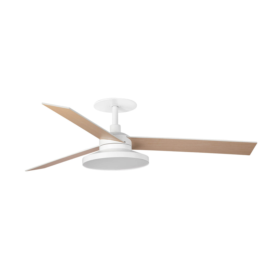 Ventilateur de plafond Rudder Ø 132 cm blanc et frêne avec kit lumière TAK encastré de Faro Barcelona