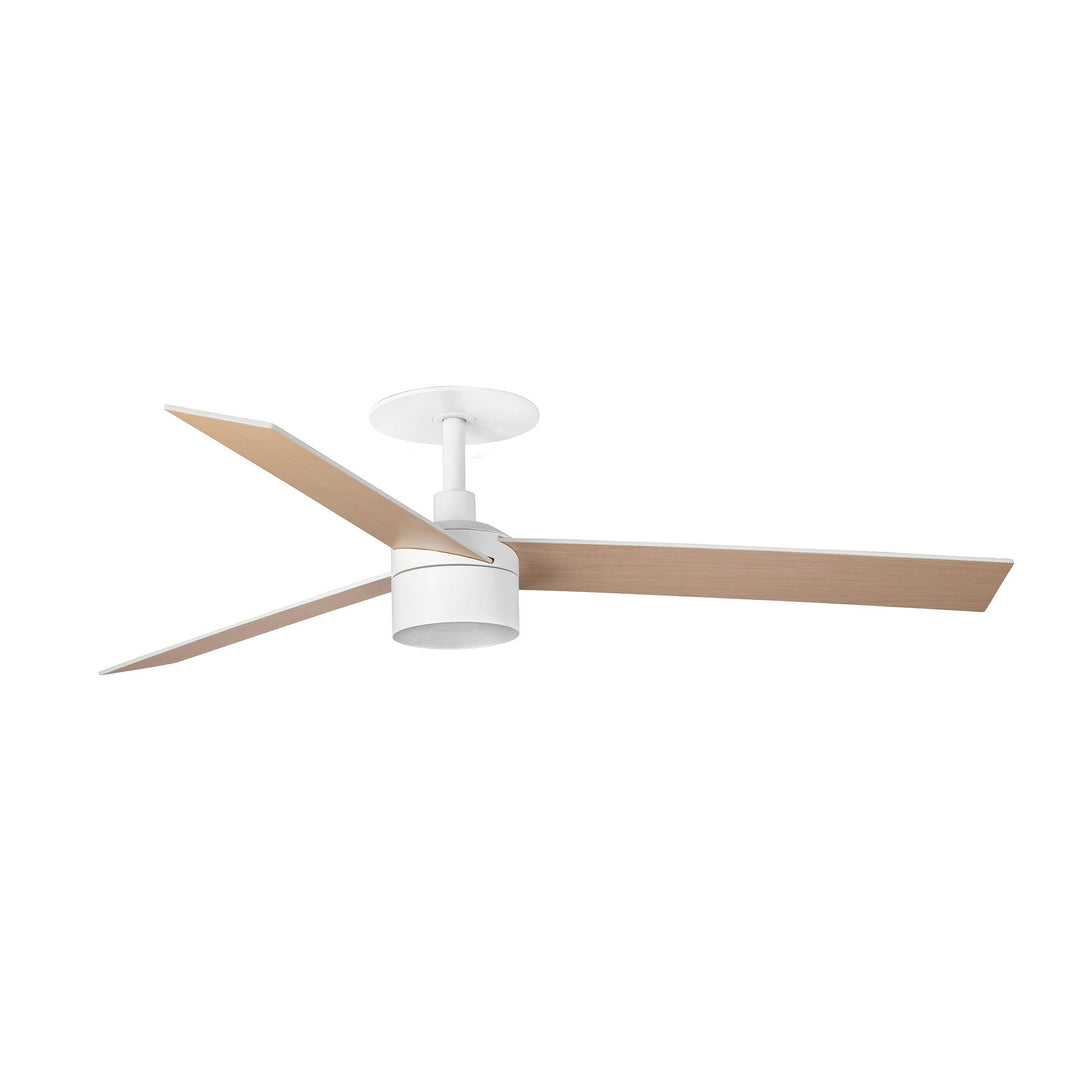 Ventilateur de plafond Rudder Ø 132 cm blanc et frêne avec kit lumière TEK encastré de Faro Barcelona