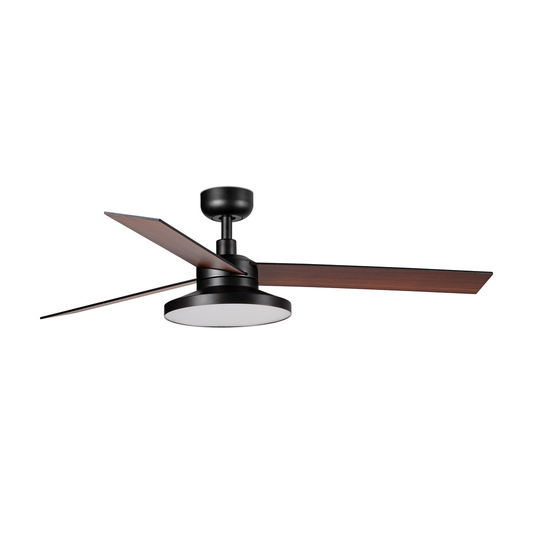 Ventilateur de plafond Rudder Ø 132 cm noir et noyer avec kit lumière TAK de Faro Barcelona