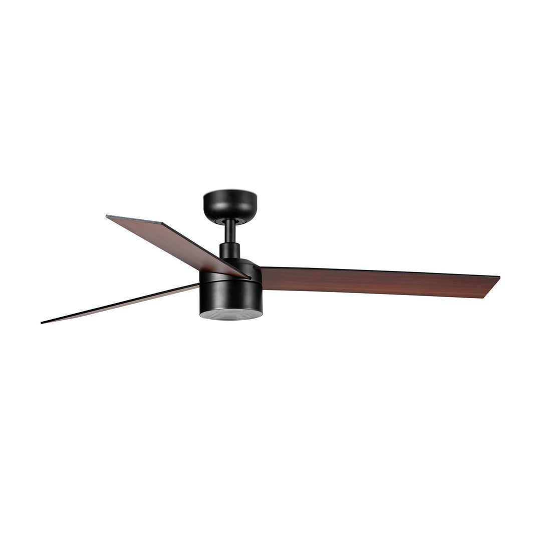 Ventilateur de plafond Rudder Ø 132 cm noir et noyer avec kit lumière TEK de Faro Barcelona