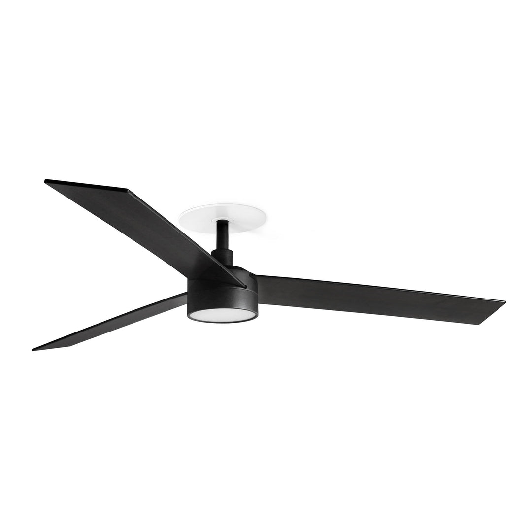 Ventilateur de plafond Rudder Ø 132 cm noir et noyer avec lumière LED encastré de Faro Barcelona