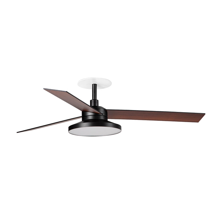 Ventilateur de plafond Rudder Ø 132 cm noir et noyer avec kit lumière TAK encastré de Faro Barcelona