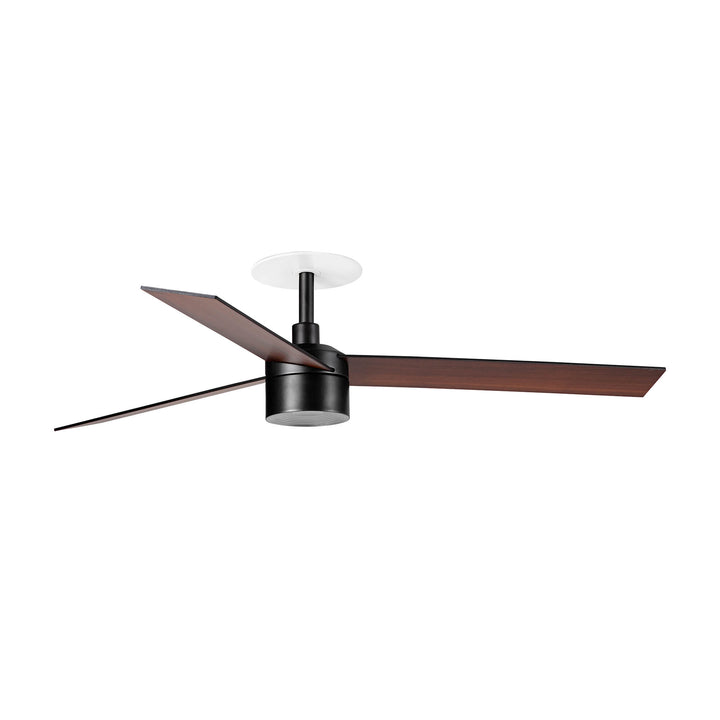 Ventilateur de plafond Rudder Ø 132 cm noir et noyer avec kit lumière TEK encastré de Faro Barcelona