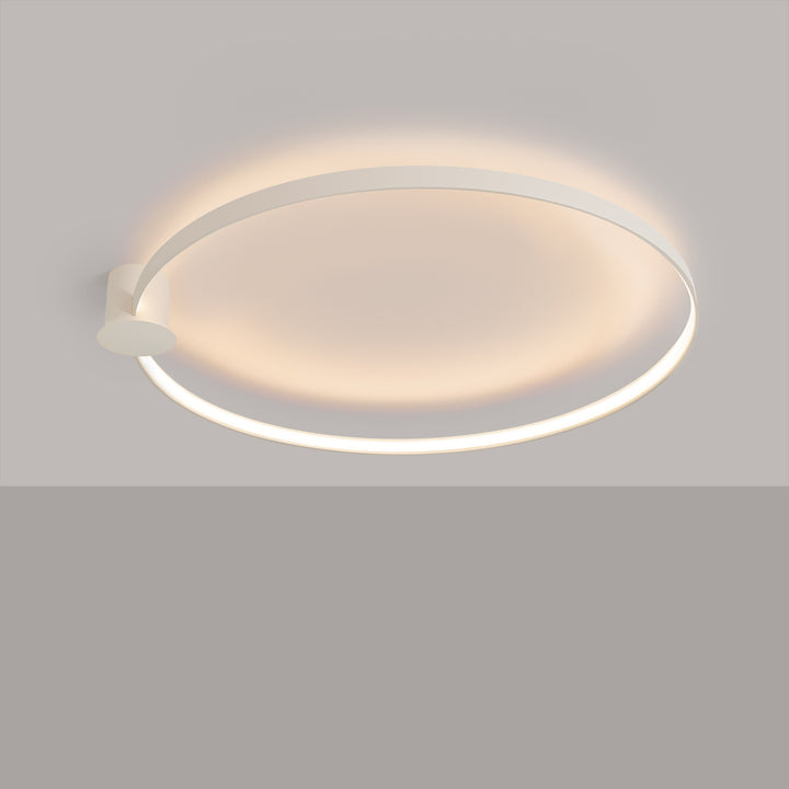 Plafonnier anneau RIO beige allumée, au plafond