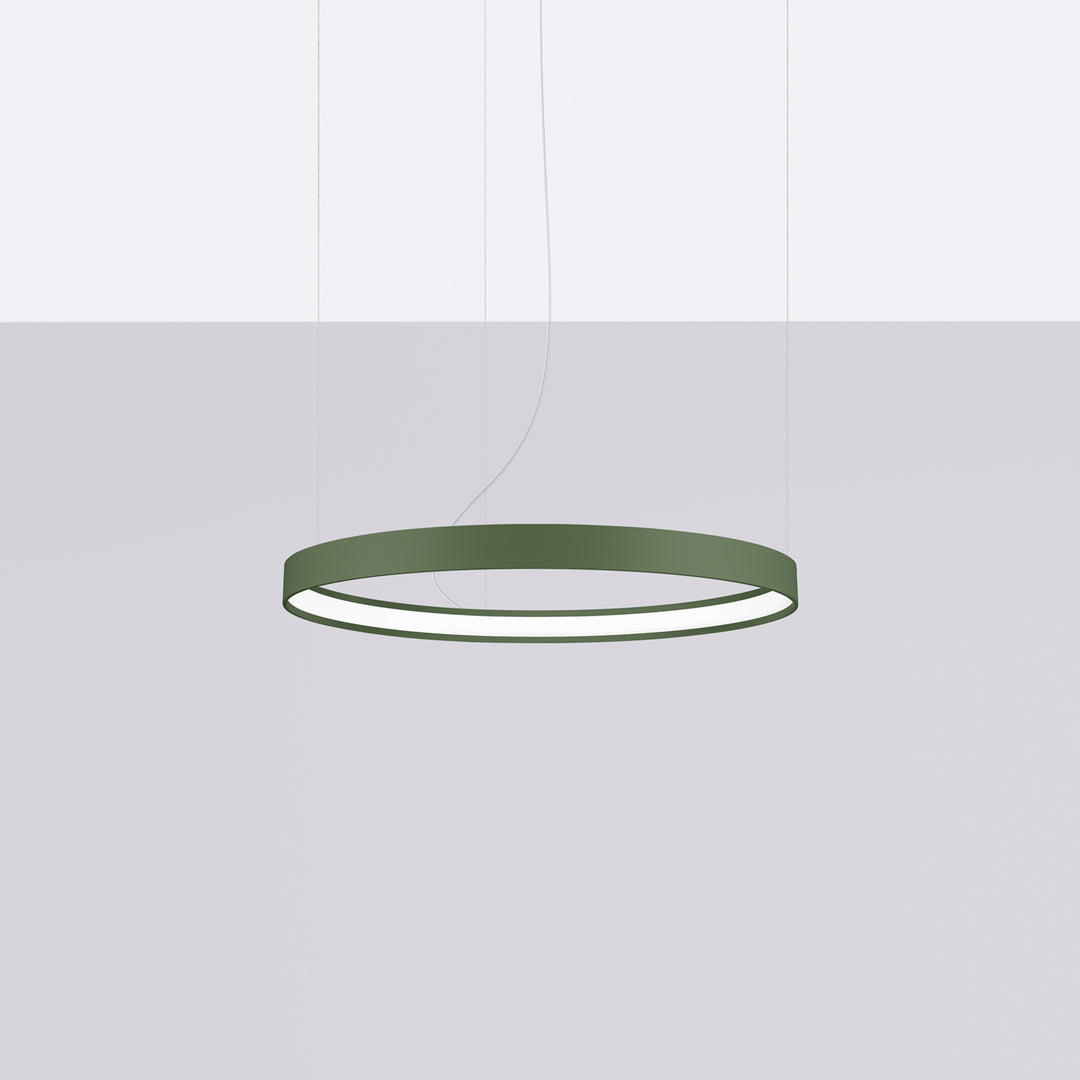 Lustre anneau RIO vert olive éteinte, suspendu
