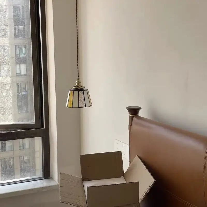 Suspension vintage en verre et cuivre design éclatant chic