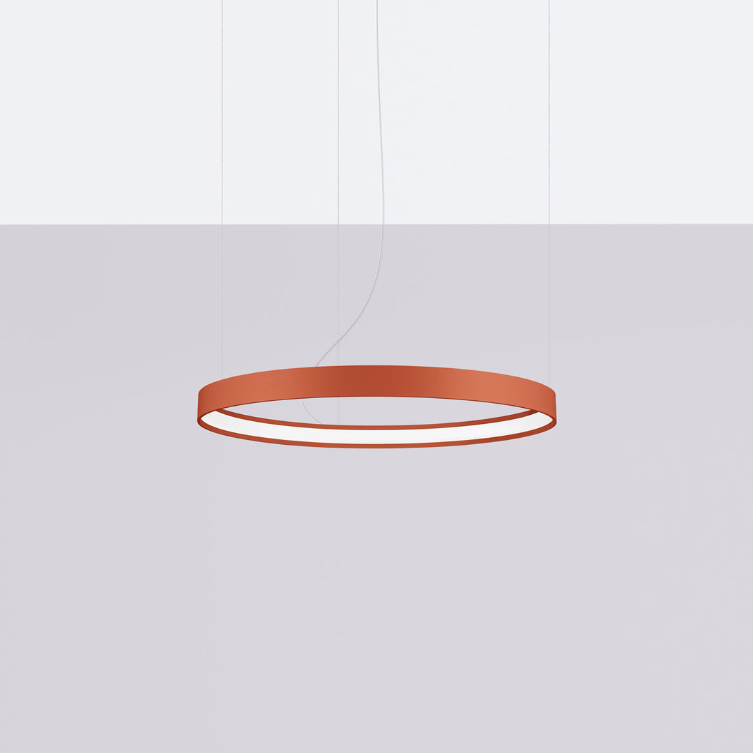 Lustre anneau RIO ocre rouge éteinte, suspendu