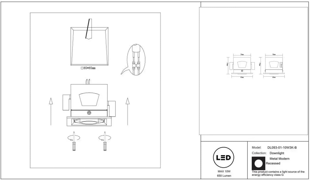 Schéma d'installation du luminaire