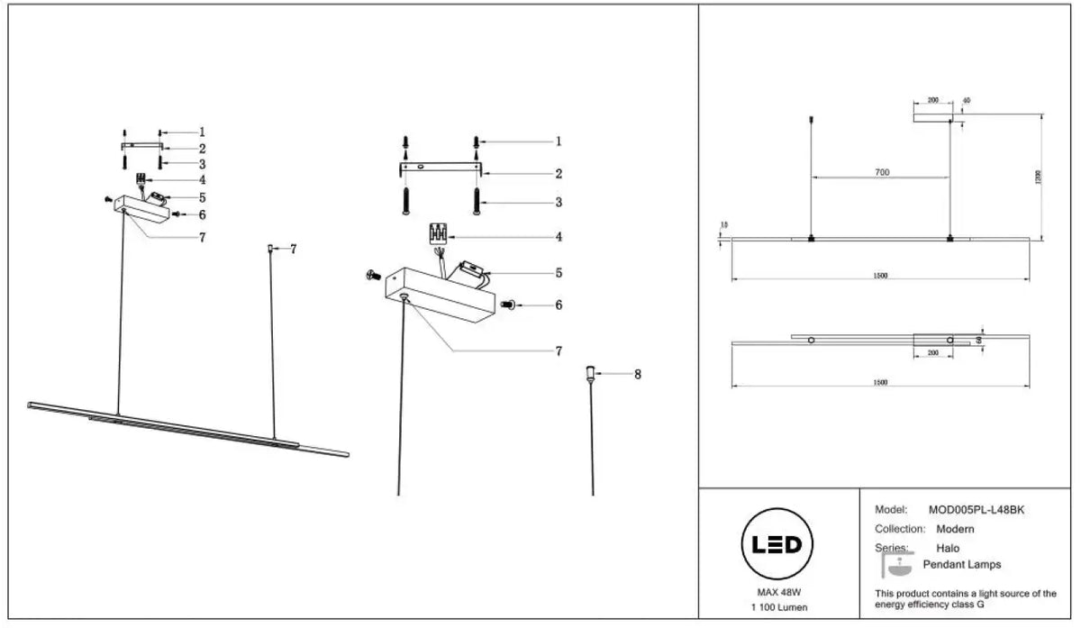 Schéma d'installation du luminaire
