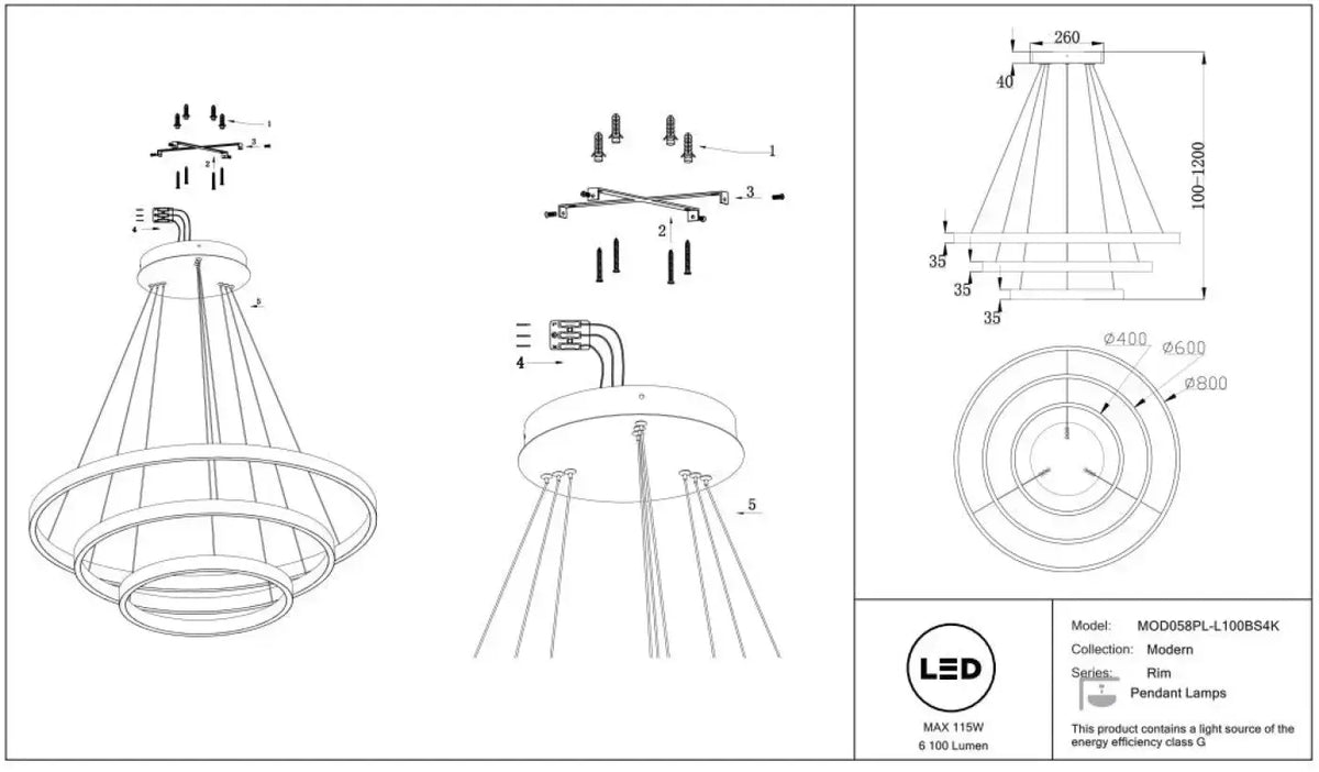 Schéma d'installation du luminaire