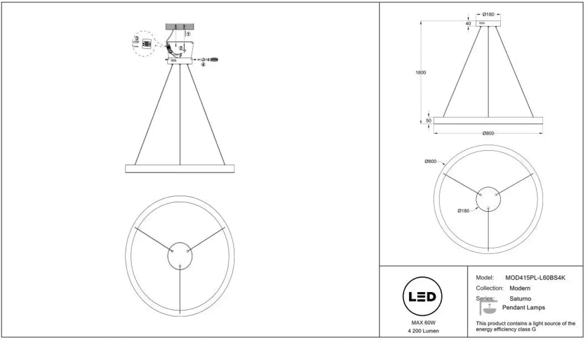 Schéma d'installation du luminaire