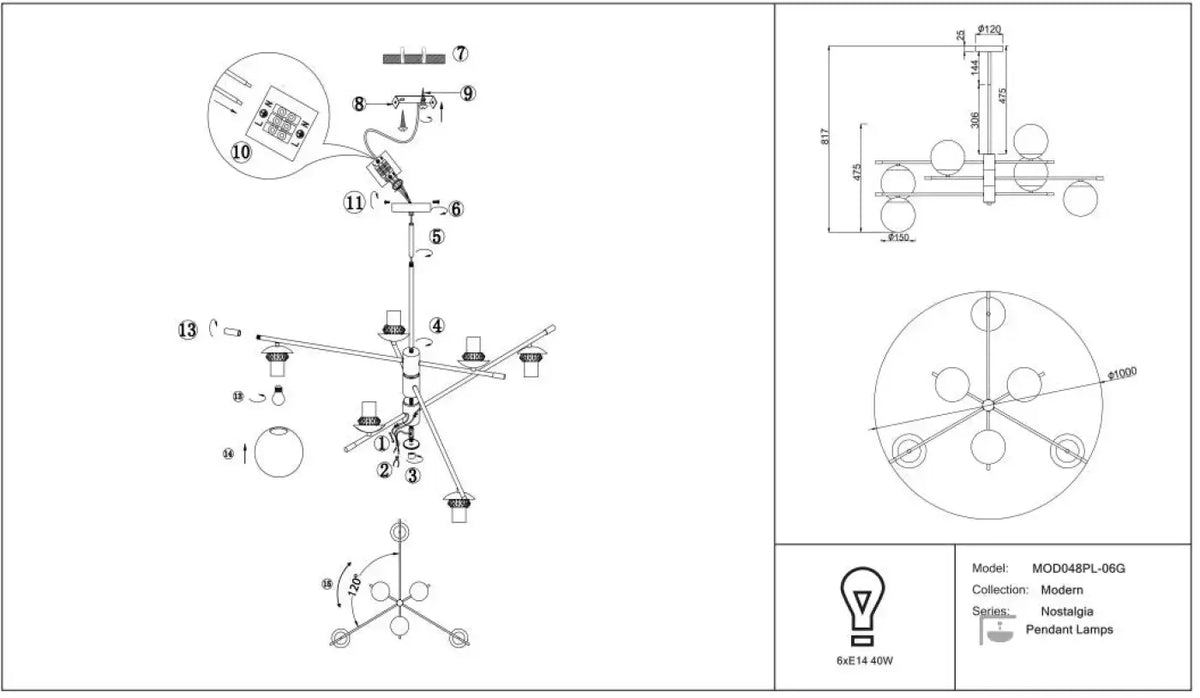 Schéma d'installation du luminaire