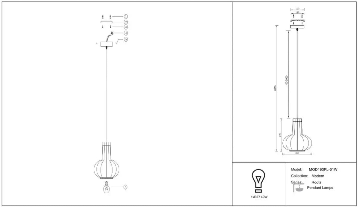 Schéma d'installation du luminaire
