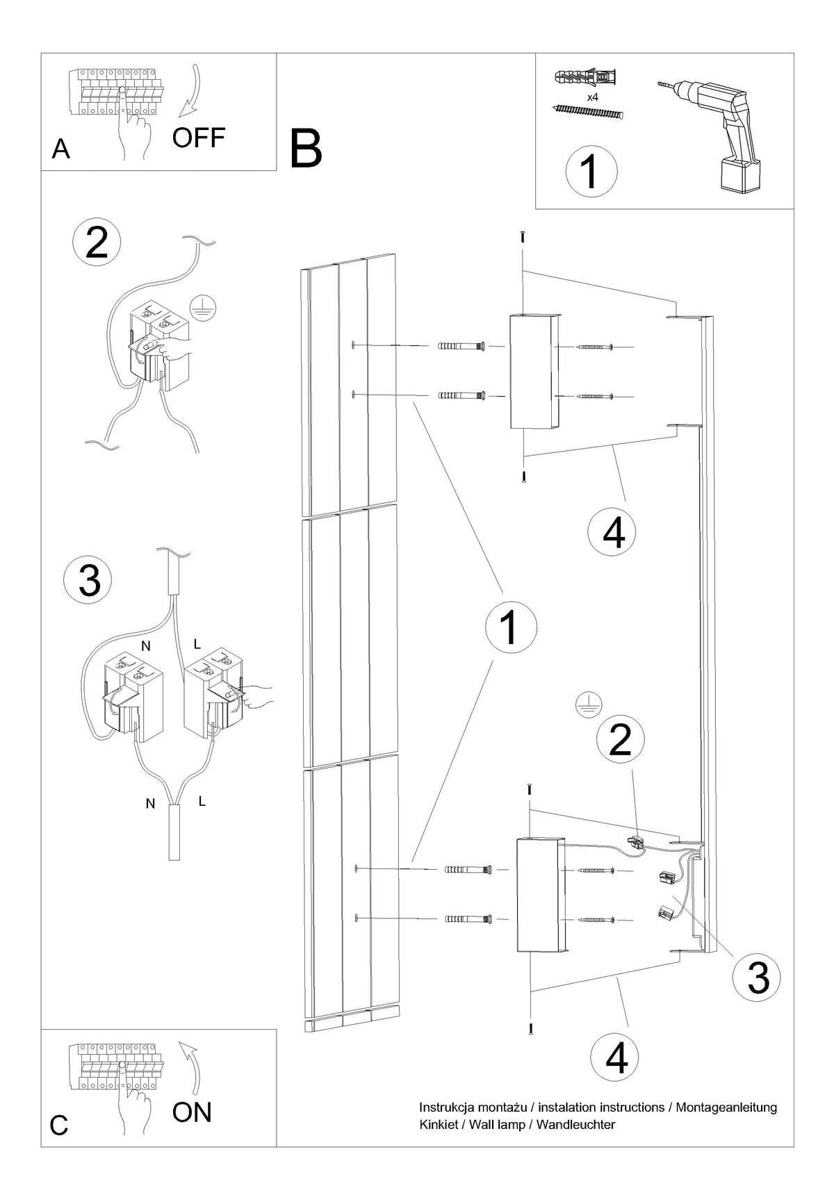 Schéma d'installation du luminaire