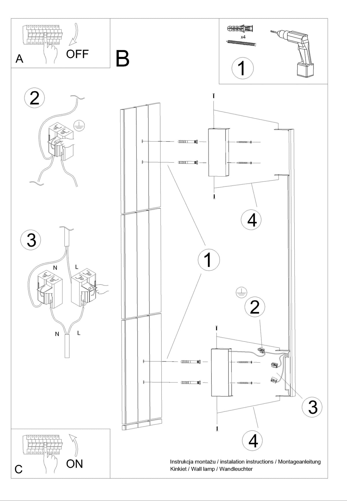 Schéma d'installation du luminaire