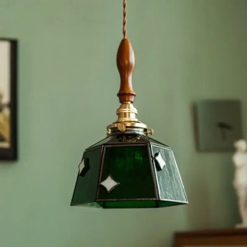 Suspension art déco verre vert cuivre design industriel chic