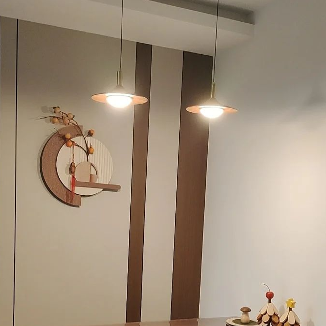 Lámpara de araña de restaurante OVNI, moderna lámpara de diseño minimalista de color nogal para bar, luces de estudio, comedor, dormitorio principal, lámpara colgante