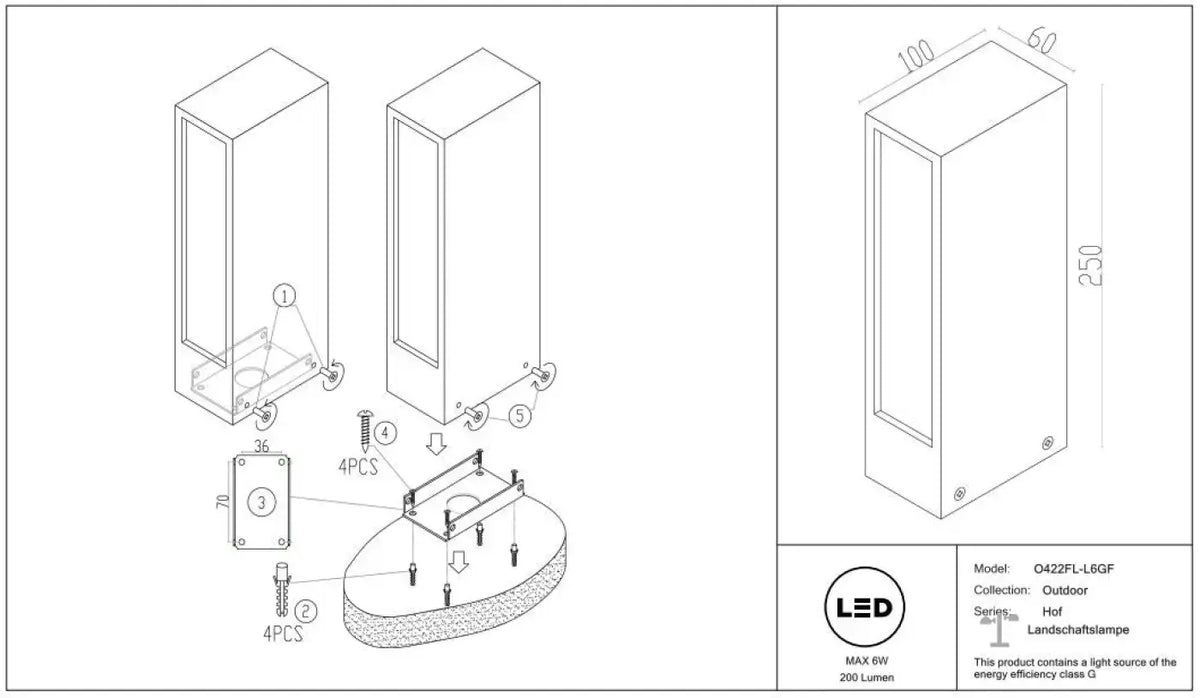 Schéma d'installation du luminaire