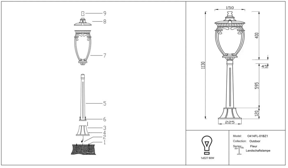 Schéma d'installation du luminaire