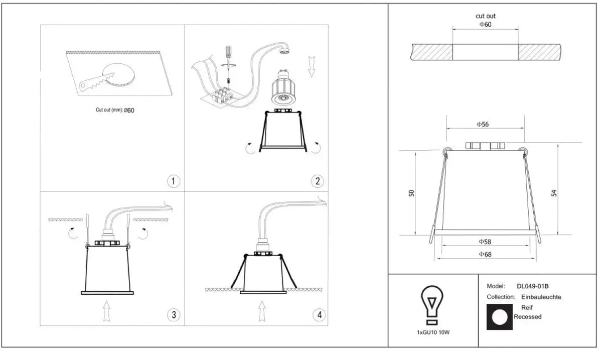 Schéma d'installation du luminaire