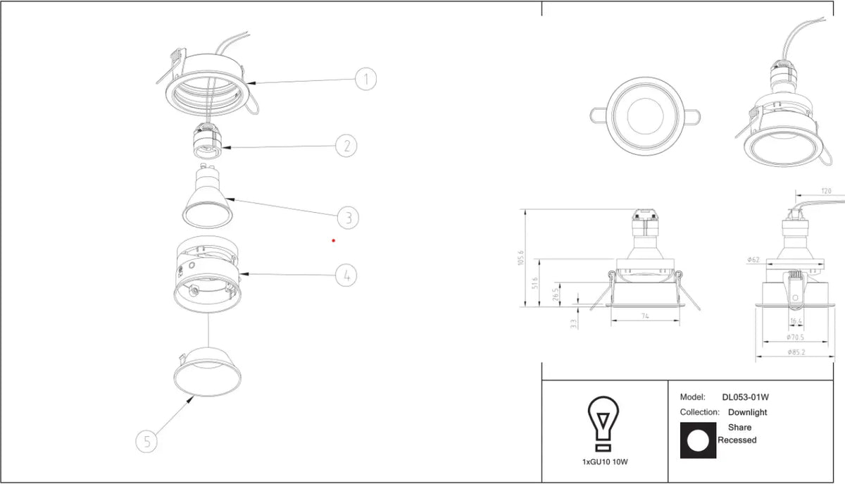 Schéma d'installation du luminaire