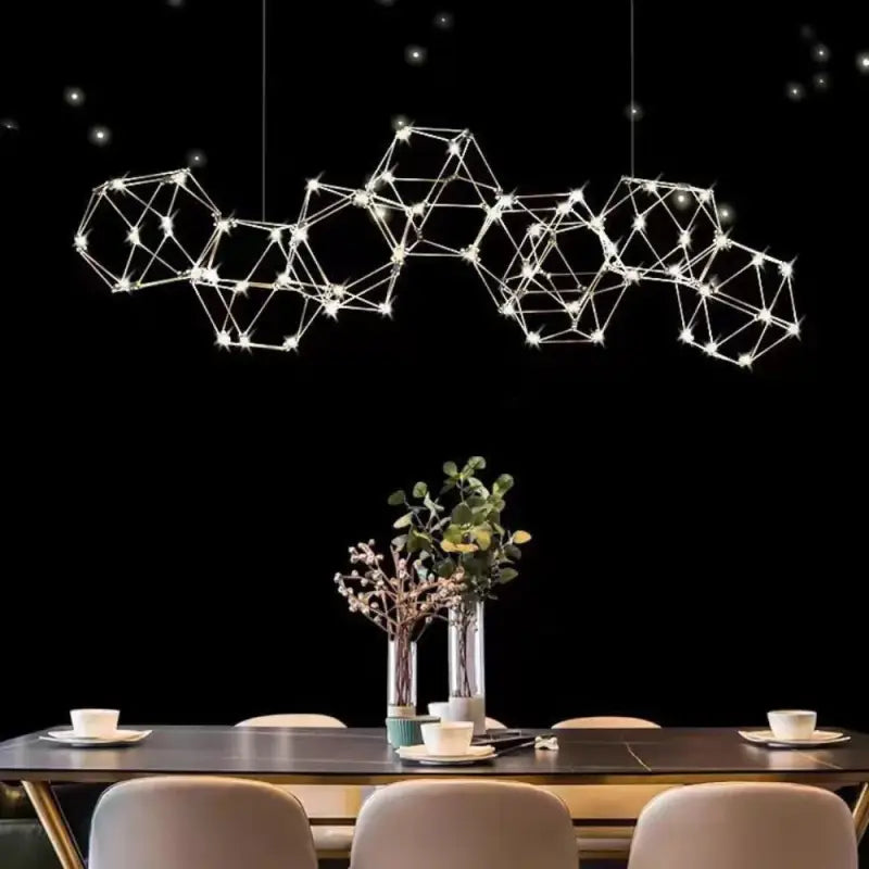 Suspension luminaire géométrique led design moderne doré