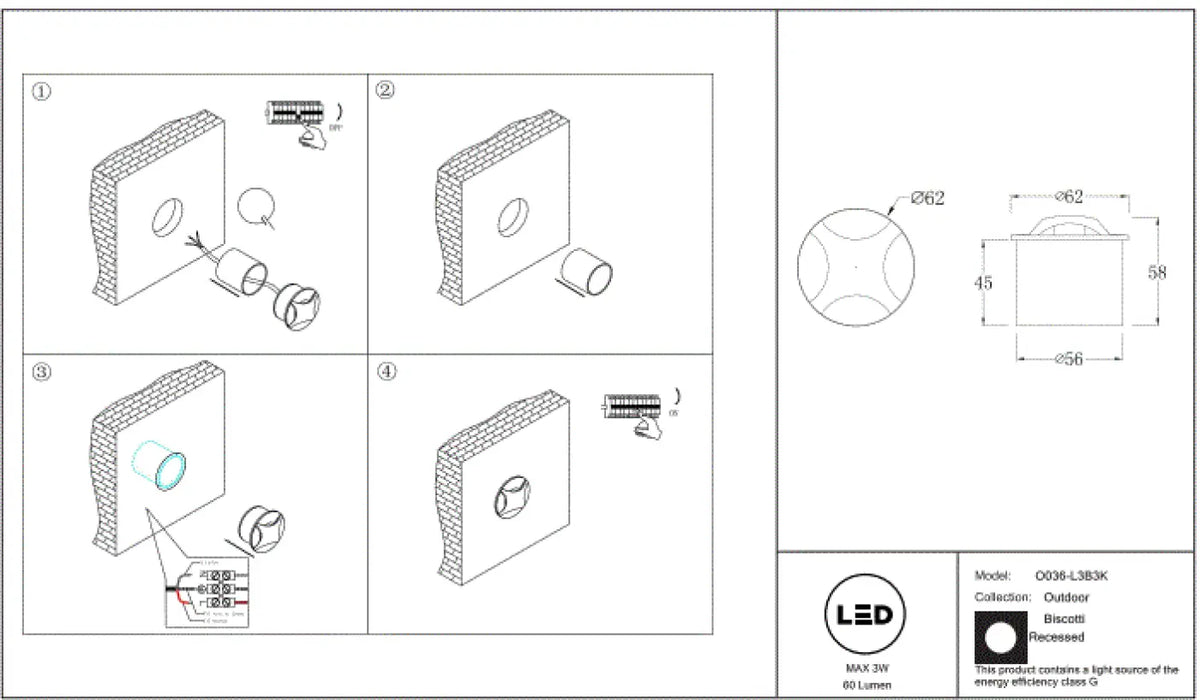 Schéma d'installation du luminaire