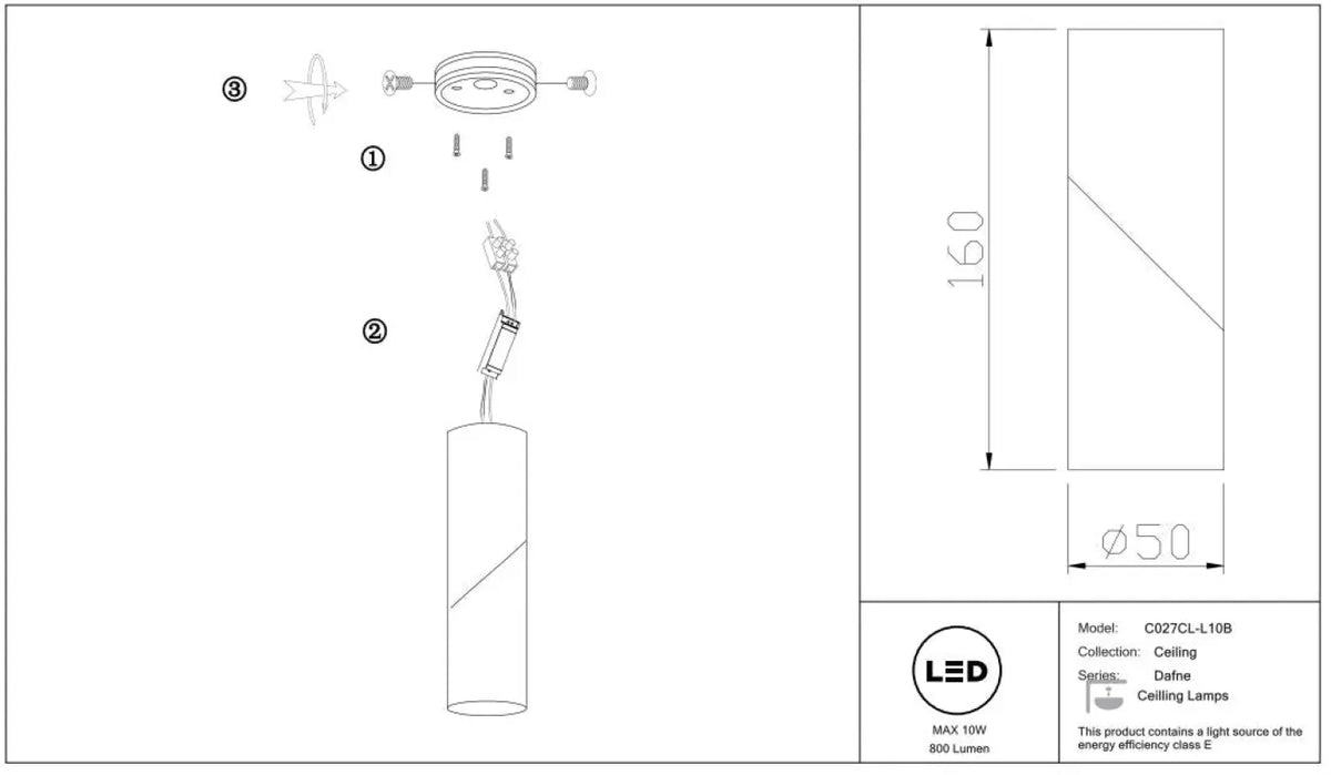 Schéma d'installation du luminaire