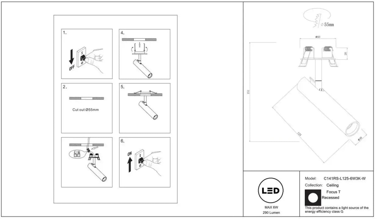 Schéma d'installation du luminaire
