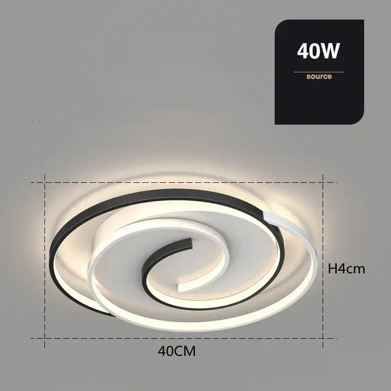 Plafonnier led moderne forme spirale design élégant chic