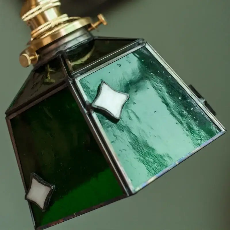 Suspension art déco verre vert cuivre design industriel chic