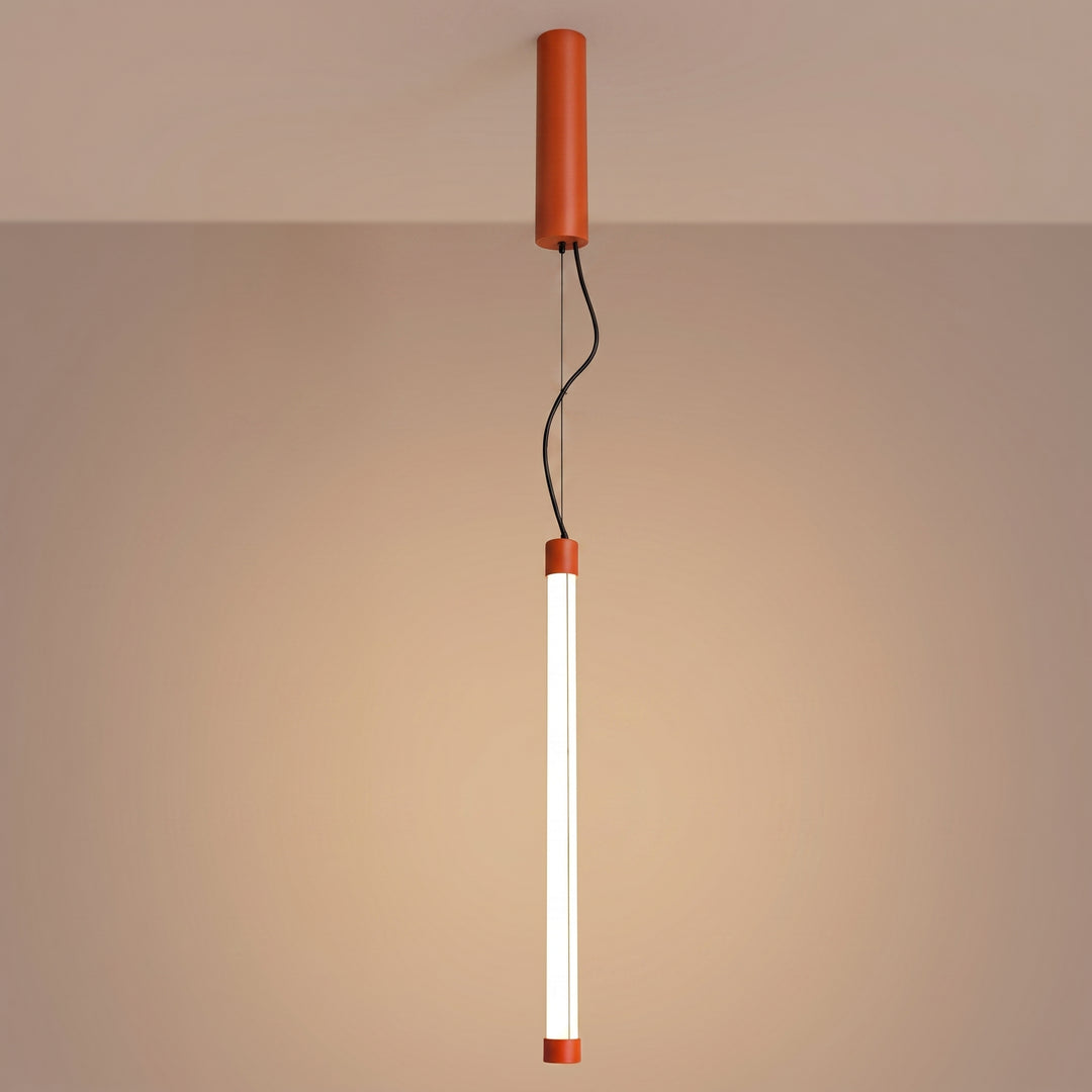 Suspension tube TRANG ocre rouge allumée, suspendue