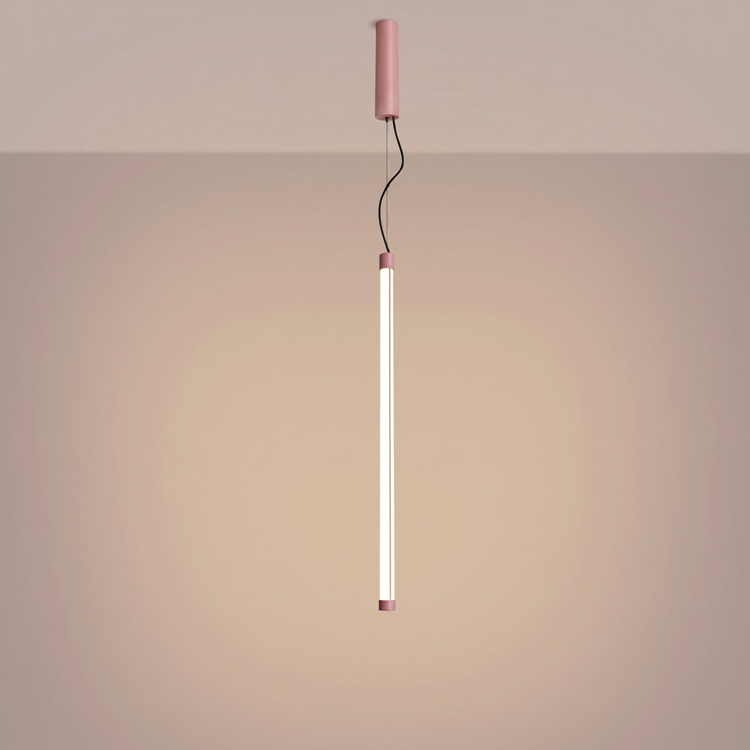 Suspension tube TRANG rose allumée, suspendue