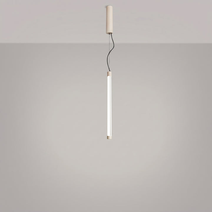 Suspension tube TRANG beige allumée, suspendue