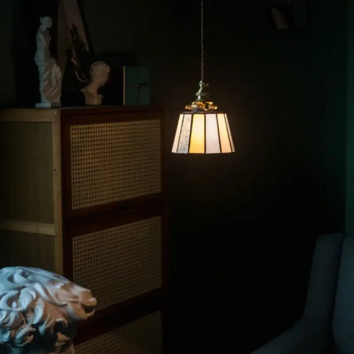 Suspension vintage en verre et cuivre design éclatant chic