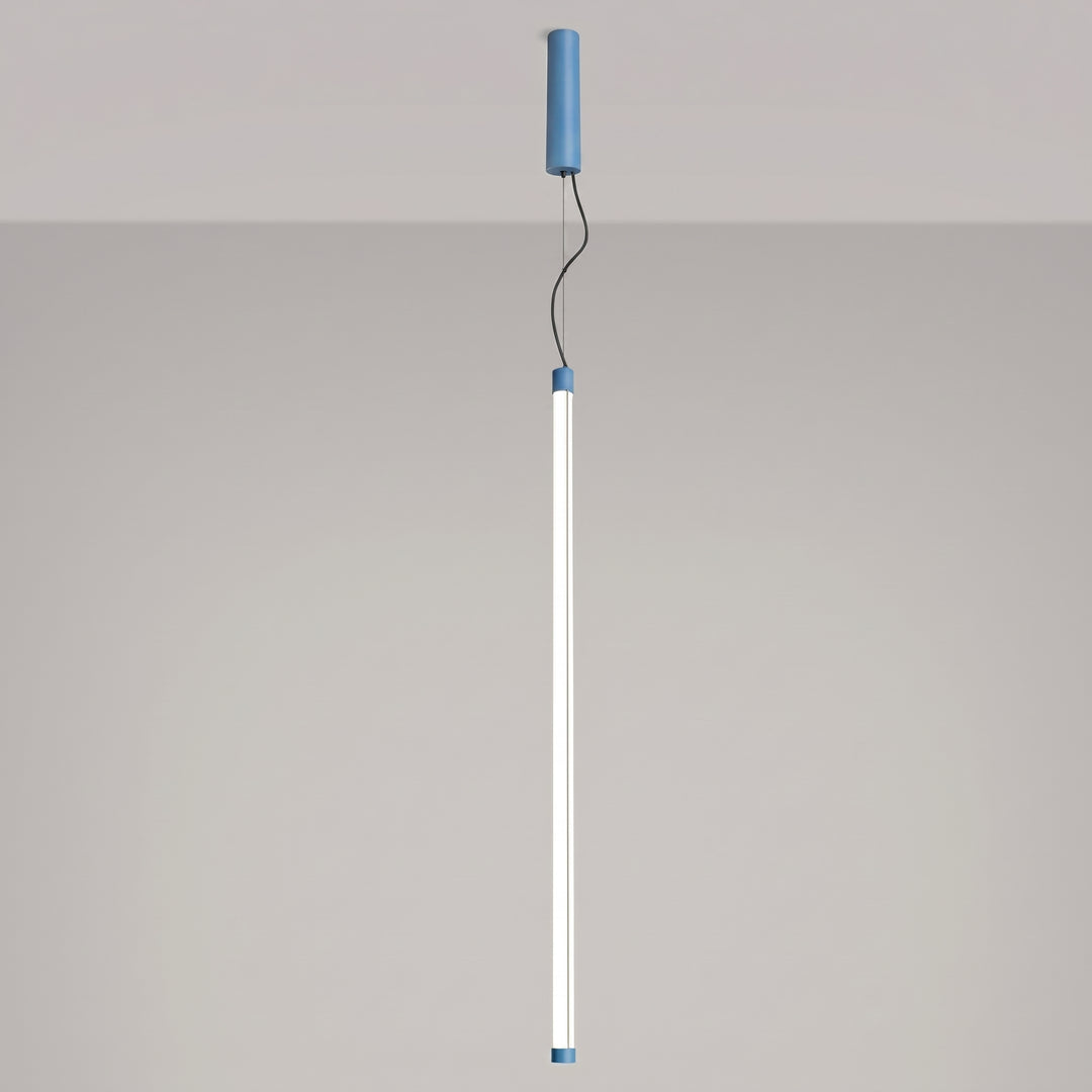 Suspension tube TRANG bleu clair allumée, suspendue