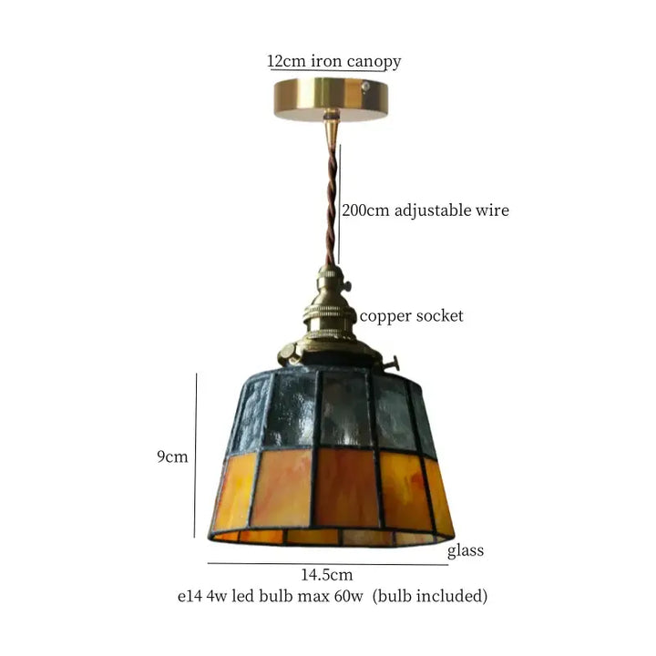 Suspension vintage en verre et cuivre design éclatant chic