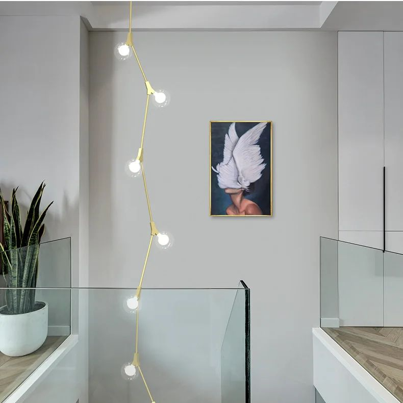 Lámpara de araña con forma de rama de árbol, enredaderas, ideal para escaleras de villas, hoteles, apartamentos dúplex y decoración artística.