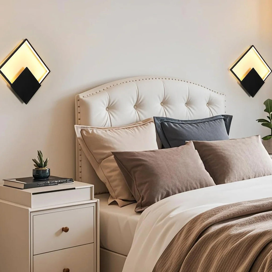 Apliques de pared LED, lámpara de pared moderna cuadrada simple de 21 W, blanco cálido 3000 K, iluminación de pared LED para dormitorio