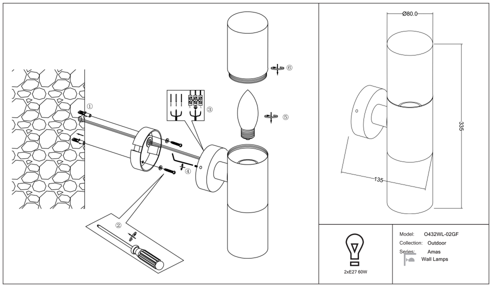 Schéma d'installation du luminaire