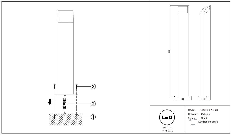 Schéma d'installation du luminaire
