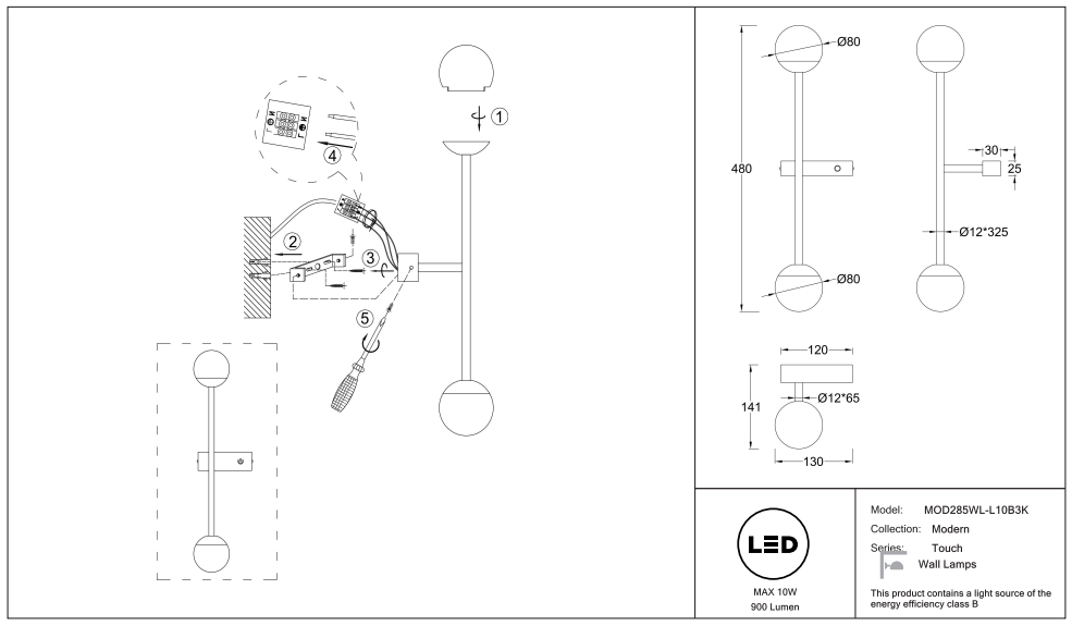 Schéma d'installation du luminaire