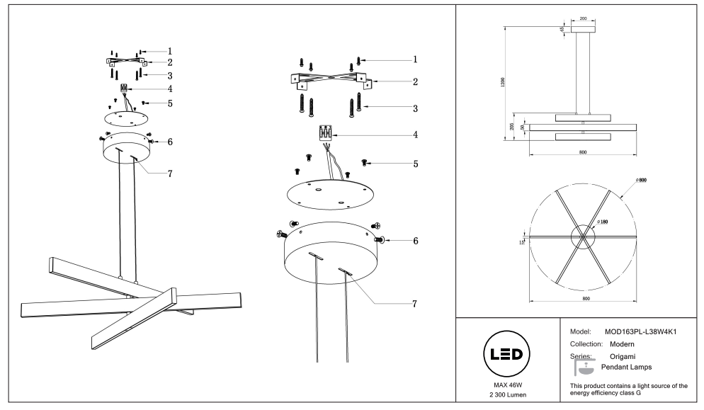 Schéma d'installation du luminaire