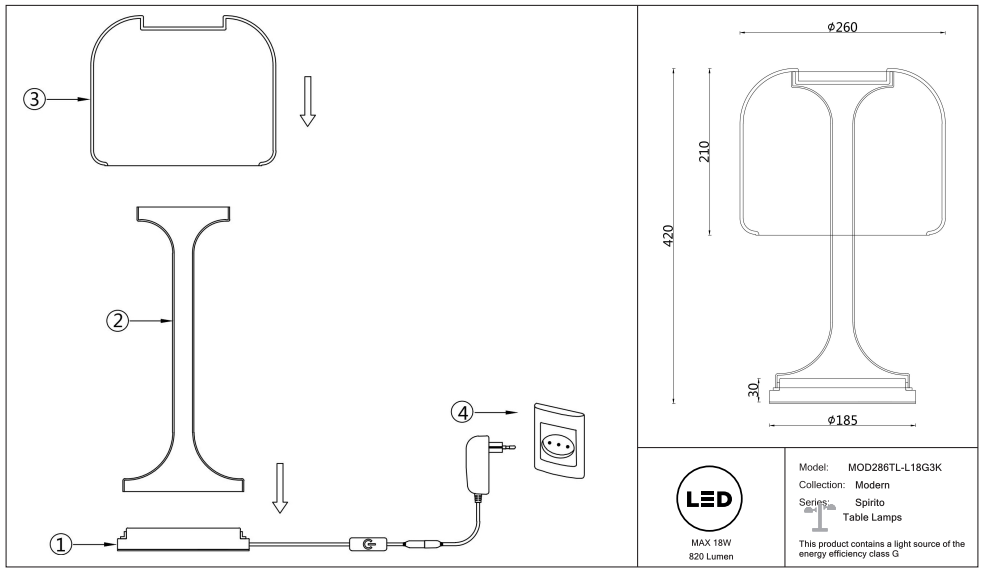Schéma d'installation du luminaire
