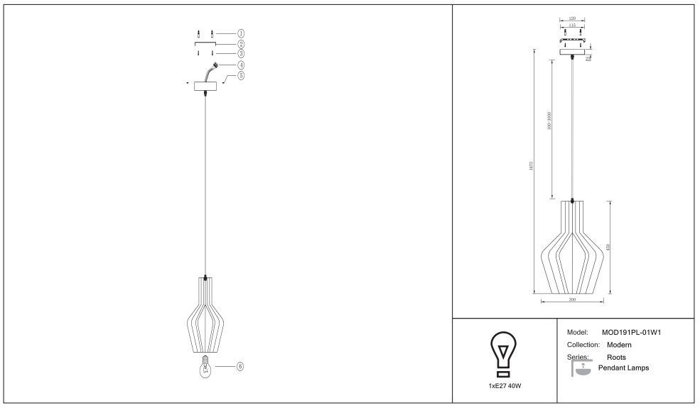 Schéma d'installation du luminaire