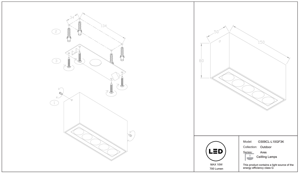 Schéma d'installation du luminaire
