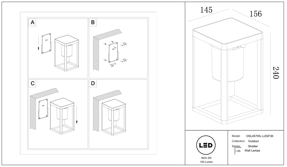 Schéma d'installation du luminaire