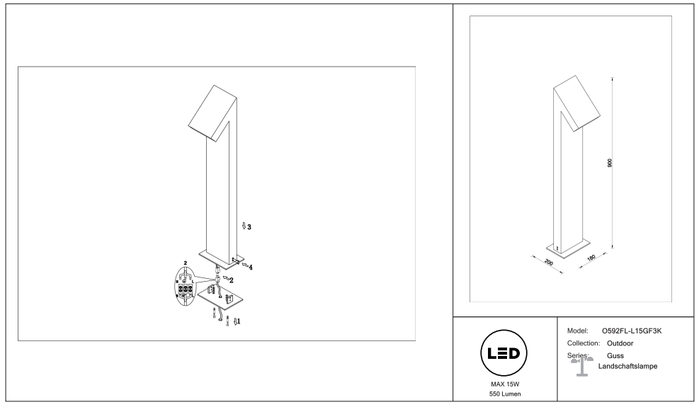 Schéma d'installation du luminaire